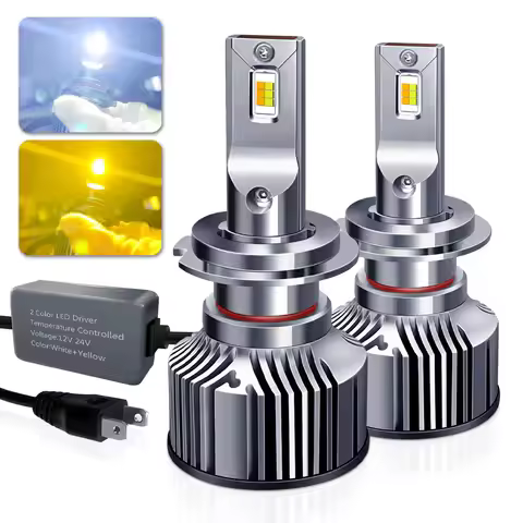 2PCS Dual Color LED Headlights Switchable 80W 3000K Yellow/6500K White 12V 24V for Car Truck 9005 90