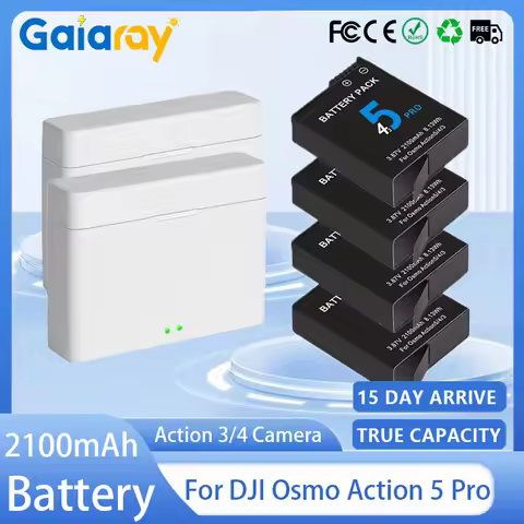 2100mAh Battery for DJI Osmo Action 5 Pro Action Camera Batteries 2 Slots Fast Charger Battery for O