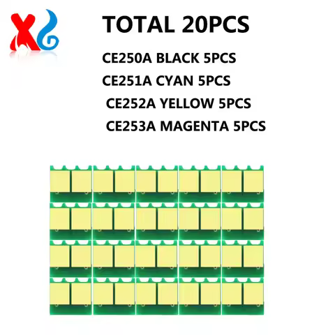 20PCS CE250A 504A CE250X CE251A Toner Chip For HP Color LaserJet CP3525 CM3530 3520 for Canon LBP775