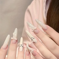 Miffy Rabbit~Cute Bow Whitening High-End Sweet Semi-Handmade Wearing Nails ins Style French Manicure