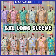(6XL Long Sleeve) Baju Tidur Set Wanita Plus Size 6XL Pajamas Perempuan Lengen Panjang Saiz Besar / Women Ladies Pyjamas Set Cute Cartoon Design 女装睡衣套装