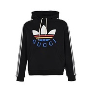 義大利奢侈時裝品牌Gucci X adidas聯名大logo印花長袖連帽T恤 代購非預購