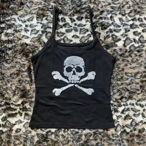 Trashy Y2k 2000s Tops With Suspenders Top Women Gothic Clothes 90s Clothes Vintage Crop Top Woman Su