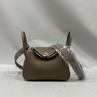 hermes mini lindy 大象灰TC皮銀釦斜背包 k刻