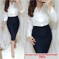 KEMEJA KATUN 7571 - Cotton crepe shirt, live buttons LD 96, Pjg 60