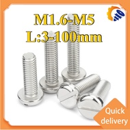 304 Stainless Steel Round Head Flat Slot Bolt M1.6/M2/M2.5/M3/M4/M5 (ZQ-RM-MY)