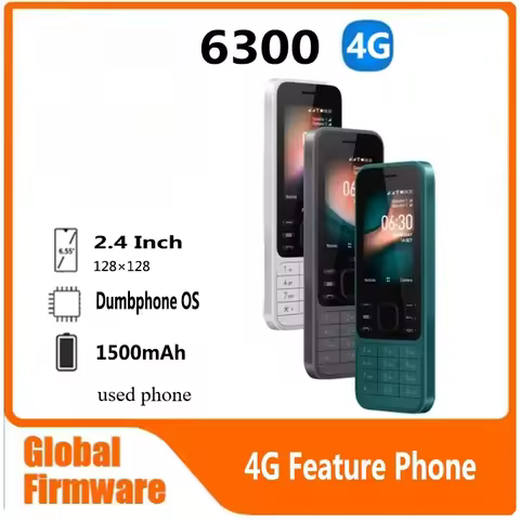 Finland Made 6300 4G mobile phone Feature Phone Dual SIM KaiOS Wifi Multilingual 2.4 Inch FM Radio B
