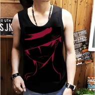 Yc Collection Men's Sleeveless Singlet with Luffy Sunout Red Image Men's Clothing/