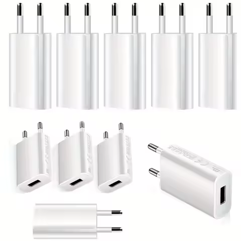20Pcs Universal 5V 1A USB Wall Travel Charger Head Power Adapter Portable EU Plug Charging For Mobil