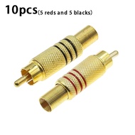 10pcs Gold Plated Rca Connector Plug Rca Male Female Connector Audio Vedio Welding Connector Penyamb