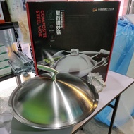 40cm双面双耳全满蜂窝304不锈钢不粘锅炒锅❤️