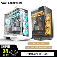 Darkflash Dy470 Pc Case Komputer Desktop Permainan Atx Dengan 4 Kipas Argb Sp Dual 360 Penyejukan Ai