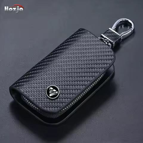 Carbon Fiber Pattern Leather Car Key Case Zipper Key Cover for FOTON VIEW G5 TUNLAND V9 TUNLAND G7 T