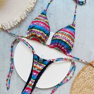 Letter Print Laced-Up Bikini Women's Suit Lace-Up Fashion biquini
