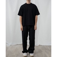 HITAM Plain Black Boxy Fit Tee T-Shirt | Oversized Black Boxy Tshirt | 24s Cotton Combed Premium