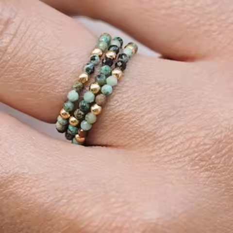 Crystal Ring Stackable Bead Boho Birthstone Chain Ring