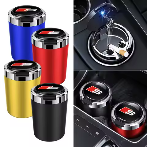 Car Ashtrays with LED Blue Light For Audi RS Quattro S Line S4 S3 A6 A1 A3 A5 A4 A2 A8 A7 Q2 Q3 Q5 Q