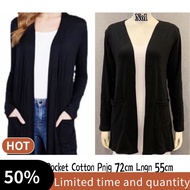 Women's clothing Black Cardigan Cotton Cardigan Pocket Murah Muslimah Muslim For Women