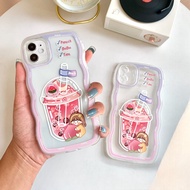 SOFTCASE WAVE PEACH BOBA TEA case redmi x3 10 4g 9 9 9a 9c 9t pocophone m3 a1 a2 note 11 pro 8 9 10c
