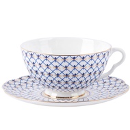 Royal stoke Afternoon Tea Coffee Cup Blue Grid Cup Pot Plate Mug Small Fresh Pot Bowl