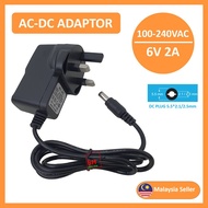 Universal DC 6V 2A Switching Power Supply Adaptor 3 Pin UK plug DC Plug 5.5MM*2.1/2.5mm