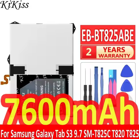 KiKiss Battery For Samsung Galaxy Tab S3 T825C TabS3 SM-T825C Tablet EB-BT825ABE 7600mAh