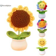 SEE 1 Piece Creative Artificial Flowers Cute Crochet SunFlower Pots Knitted Flower Graduation Flower