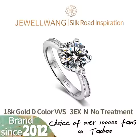 JEWELLWANG 18K Gold Ring 5.0ct D VVS Lab Grown Diamond 4 Claws Engagement Wedding Ring IGI Certified