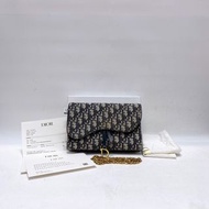 店鋪現貨：DIOR Saddle Oblique 老花大WOC馬鞍鏈條包