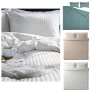 ikea NATTJASMIN Duvet cover and pillowcase, blue-green/white, 310 thread count
