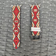 寶石紅民族圖案 Apple Watch 潮流矽膠錶帶 -cr44