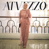 ATVEZZO Ara Lace Batwing Dusty Pink Scuba Round Collar Maxi Party Dress Modern Women's Wedding Dress