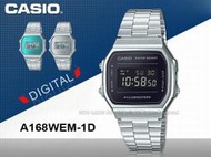 CASIO 卡西歐 手錶專賣店 國隆 A168WEM-1D 復古經典電子男錶 不鏽鋼錶帶 黑色錶面 生活防水 碼錶功能