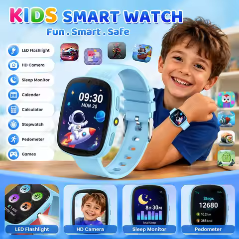 Kids Smart Watch Multiple Games HD Camera LED Flashlight Alarm Clock Calculator Sleep Monitoring Chi