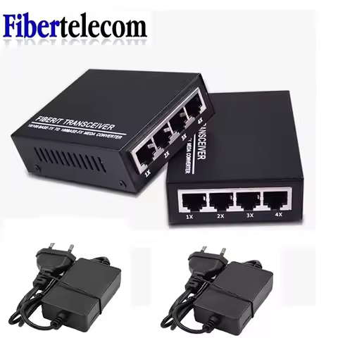 Gigabit Media Converter 4 RJ45 1 SC Port Fiber Optic 1G4E Media Converter Single Module Ethernet Gig