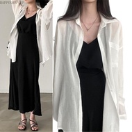 HSV Oversized Chiffon Blouse - Solid Color, Long Sleeves, Drop Shoulder