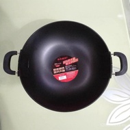 Uncoated Chinese Healthy Pan Cooking King 40CM Gas Stove Iron Pan Double Ear Large Wok, Wok PIOE