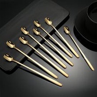 5pcs Stainless Steel Long Handle Square Tip Spoon Coffee Stirring Spoon Constant Temperature Cup Ice