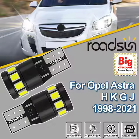 Roadsun 2X For Opel Astra H K G J 1998-2021 W5W T10 Canbus LED License Plate Lamp 1999 2000 2001 200