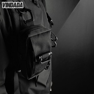 Backpack Shoulder Strap Bag with Double-Zipper Pocket Tactical Molle Accessory Pouch Mobile Phone Pouch