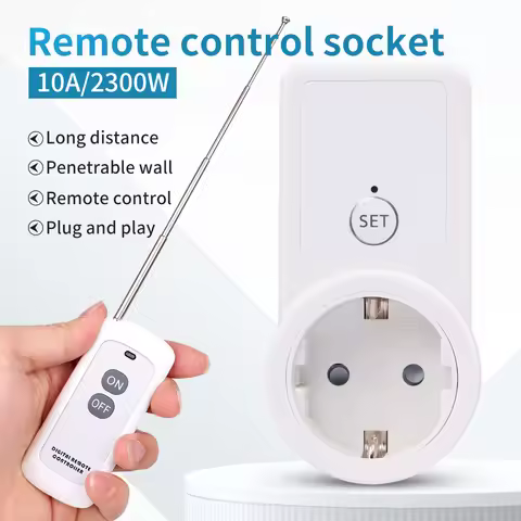 High Power Remote Control Socket 433.92Mhz Wireless Smart EU Plug Power Outlet Universal Switch for 