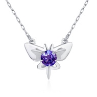 蝴蝶坦桑石項鍊-立體疊戴墜飾-簡約14k白金吊墜-12月生日石