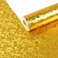 Gold Foil Wallpaper Golden Yellow Simple European-Style KTV Ceiling Ceiling Living Room TV Backgroun