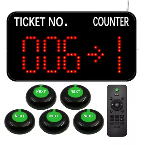 End Long Queues - Wireless Take-a-Number Machine Queue Management System with 5 Remote Call Button f