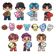 數碼 Cute Anime BTS Kids characters clipart, cute boys clipart png, digital stickers
