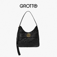 GROTTO GROTTO Blackstone T Tote Italian Vegetable Tanned Pleated Sheepskin Fashionable Shoulder Tote