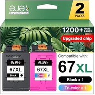 67XL Ink Cartridges Black/Color Combo Pack Compatible for HP Ink 67 67XL Works with HP Deskjet 2700 