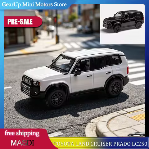 MASDI 1:64 Toyota Land Cruiser Prado LC250 Off-road SUV Alloy Car Model With Shock Absorbers Round H