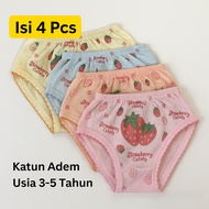 4 PCS Celana Dalam Anak Perempuan Motif Strawberry | CD Sempak Anak Perempuan harian