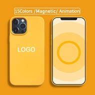 Magnetic Liquid Silicone Case for iPhone 12 Pro Max 12 Mini Cases Magnetic Pop-up Animation for iPhone12 Cover with Logo